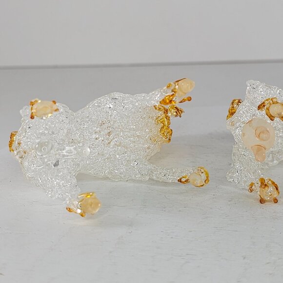 Pair Of Spun Glass Goats With Golden Accents Figurines Anatomically Correct - Picture 6 of 8
